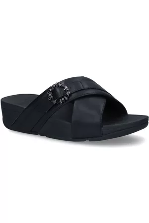 FitFlop Lulu Crystal Buckle Zwarte Slippers