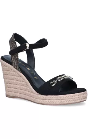 Tamaris Dames Sleehakken - Zwarte Sandalen met sleehak