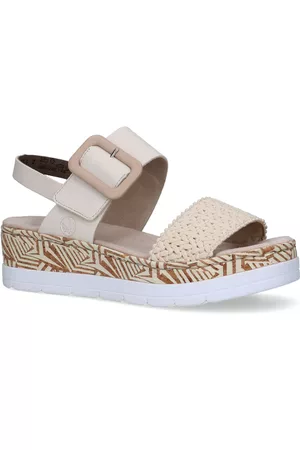 Rieker Dames Sleehakken - Ecru Sandalen
