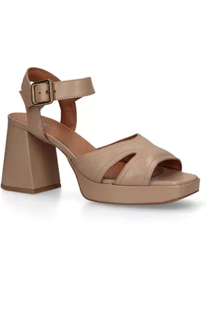 Geox Dames Hoge Sandalen - Soledea Beige Sandalen Met Blokhak