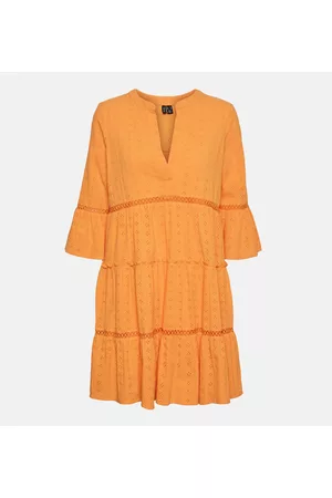 VERO MODA Dames Midi jurken - Dicthe Oranje Jurk