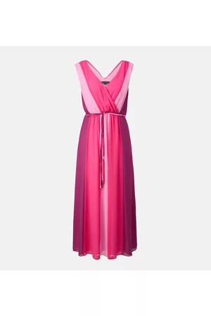 Comma, Dames Lange jurken - Roze Chiffon Lange Jurk