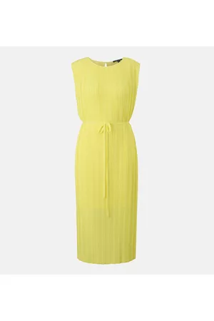 Comma, Dames Midi jurken - Gele Midi jurk