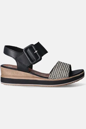 Remonte Zwarte Sandalen met sleehak
