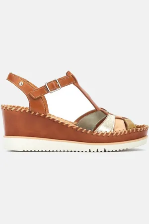Pikolinos Aguadulce Bruine Sandalen met sleehak