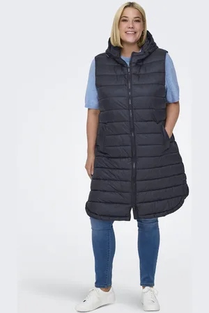 ONLY Melody Zwarte Lange gewatteerde bodywarmer