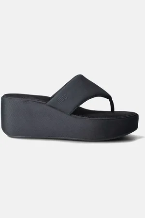 FitFlop Platform Wedge Toe-Post Sandals Zwarte Slippers