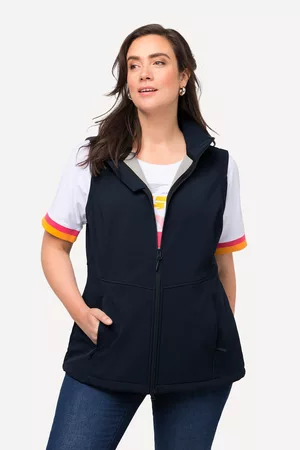 Ulla Popken Dames Gilets - Grote Maten Hyprar Light Softshell Mouwloze Jas, Dames, blauw