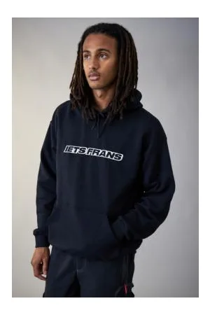 iets frans... Black Big Embroidered Hoodie en taille: Small