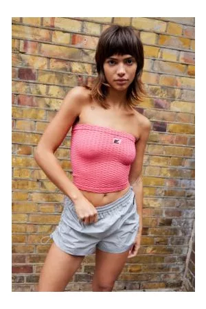 iets frans... Dames Strapless tops - Pink Bubble Knit Boob Tube