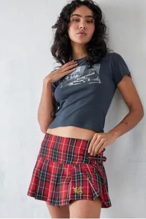 ED HARDY Dames Red & Black Check Micro Kilt