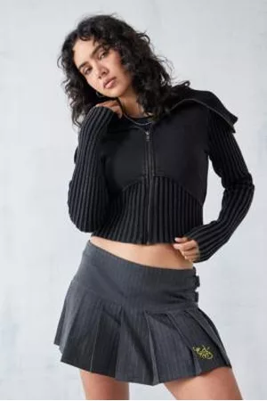 ED HARDY Dames Grey Pinstripe Micro Kilt