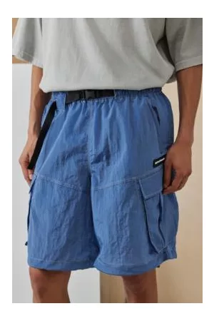 iets frans... Heren Shorts - Iets frans. Blue Nylon Cargo Shorts
