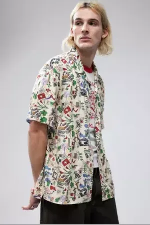 BDG Chemise à manches courtes et doodles blanche en taille: TTP
