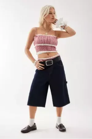 BDG Astrid Longline Dark Rinse Jorts en taille: 26
