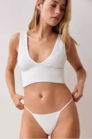 Out From Under Chloe Heart Charm Seamless Ribbed G-String en taille: XL