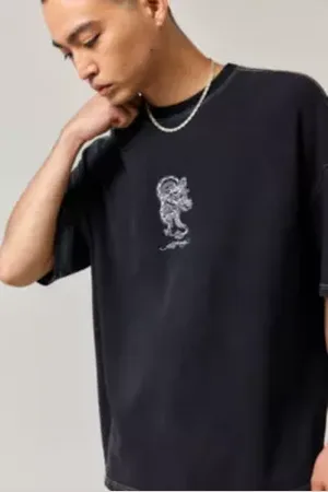ED HARDY T-shirt UO Exclusif Noir Gaufré Dragon Soul en taille: Small