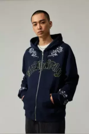 ED HARDY Sweat à capuche zippé UO Exclusive Rose en taille: XL