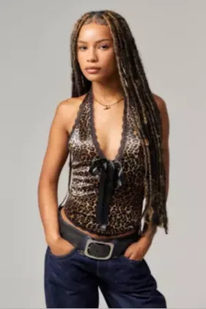 Kimchi Blue Haut Halter Imprimé Léopard Farrah en taille: XL