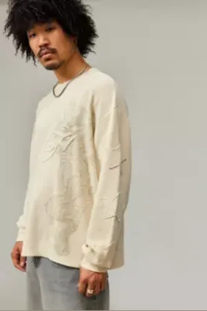 ED HARDY Haut en maille gaufrée écru Exclusivité UO en taille: XL