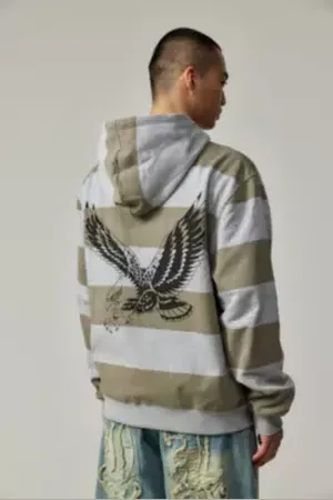 ED HARDY Sweat à capuche zippé à rayures Exclusivité UO en taille: Large
