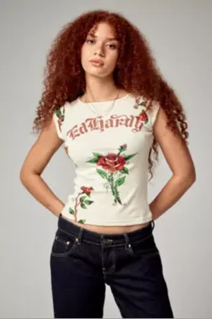 ED HARDY Haut à encolure slash UO Exclusif en taille: Small