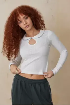 Kimchi Blue Haut Willow à col pointelle en taille: XS