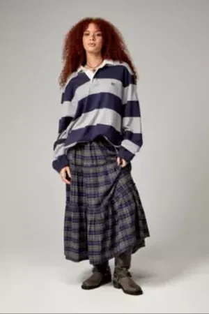 Urban Outfitters Jupe longue à volants à carreaux Celia UO par en taille: XS