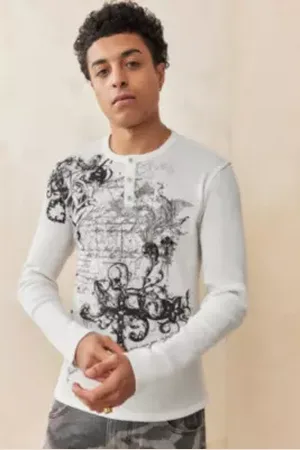 Jaded London Haut Henley en maille gaufrée gothique en taille: Small