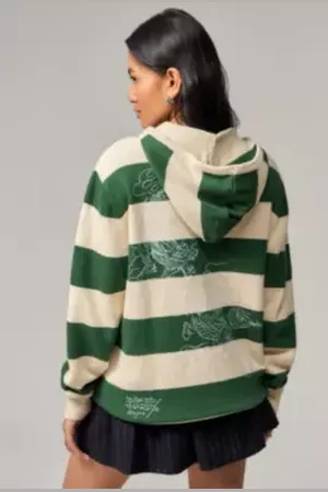 ED HARDY Sweat à capuche en maille rayée Exclusivité UO en taille: Small