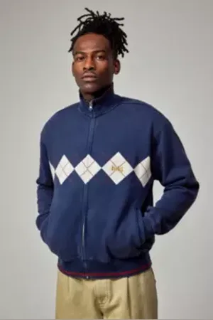 BDG Haut de survêtement en maille jacquard marine en taille: Small