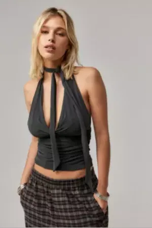 Silence + Noise Haut à col halter avec foulard en taille: XS