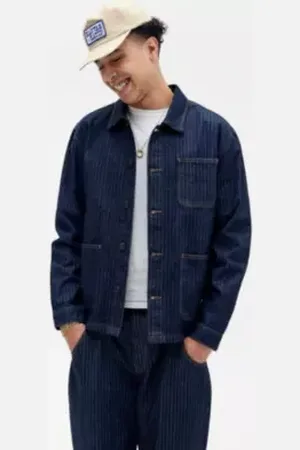 BDG Veste en jean rayé Chore Rinse en taille: XL