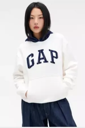 GAP Sweat à capuche logo rayures blanches en taille: XS