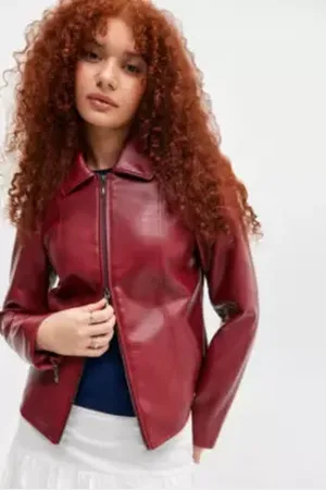 Silence + Noise Fitted Snake Faux Leather Jacket en taille: TTP