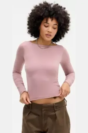 Urban Outfitters UO Mia Slinky Slash Neck Long Sleeve T-Shirt par en taille: XL
