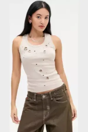 Jaded London Débardeur à aillets cloutés en taille: UK 6