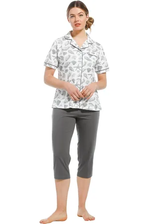 Pastunette Dames doorknoop pyjama capri 20221-146-6 - - 46