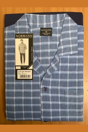 Normann Heren pyjama doorknoop 101 90503 - - 64/66