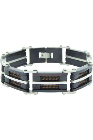 Christian Leather and steel bracelet