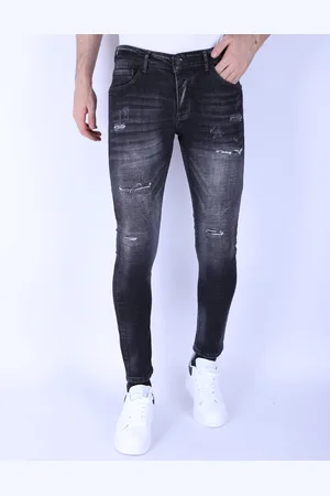 Local Fanatic Stonewash jeans slim fit met scheuren 1096