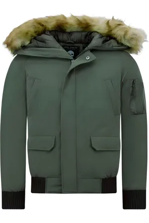 Enos Korte winterjas met faux bontkraag