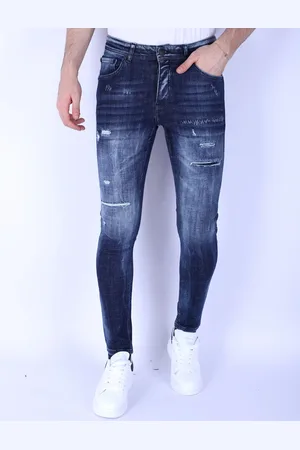 Local Fanatic Donker slim fit jeans met gaten 1101