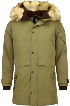 Enos Lange parka jas met bontkraag