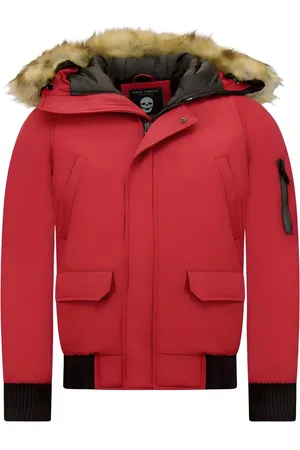 Enos Korte winterjas met faux bontkraag