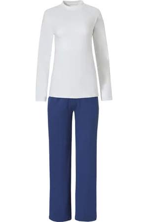 by Louise Dames pyjama set interlock lange mouw + broek / blauw