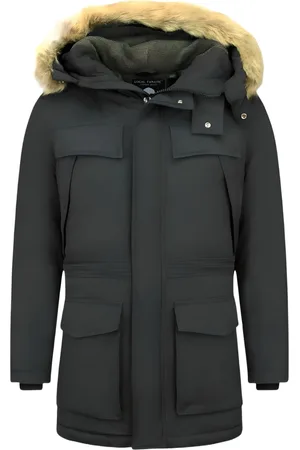 Enos Lange parka jas met bontkraag
