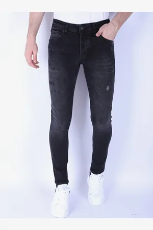 Local Fanatic Stone washing slim fit jeans met stretch 1105