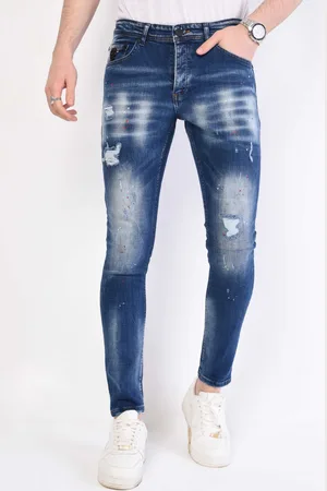 Local Fanatic Slim fit jeans met verfspatten stretch 1057