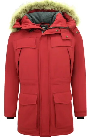 Enos Lange parka jas met bontkraag